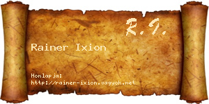 Rainer Ixion névjegykártya